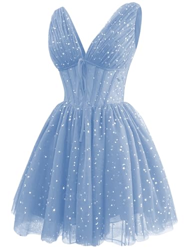 Sparkly Starry Tulle Homecoming Dresses for Teens 2024 Short Prom Dress Mini Cocktail Dress Party Evening Gowns4