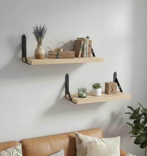 Decazone Wooden Floating Wall Shelf for Books | Wall Mounted Book...