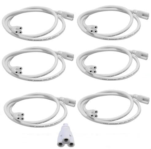 T5 T8 LED Double End 3Pin Lamp Connecting Wire Ceiling Lights Daylight Integrated Tube Cable Linkable Cords for LED Tube Lamp Holder Socket Fittings with Cables White Color (6)