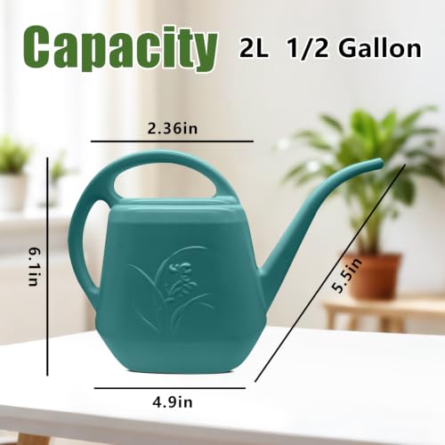 Image of Plastic Plant Watering Can - Green - 1 /2 Gallon