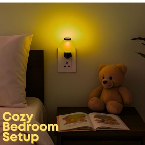 Image of Hi-Plasst Yellow LED Night Lamp with Plug - Compact 0 Watt Bulb Lamp for Wall, Bedroom, Study or Bedside Table Lighting - Set of 15