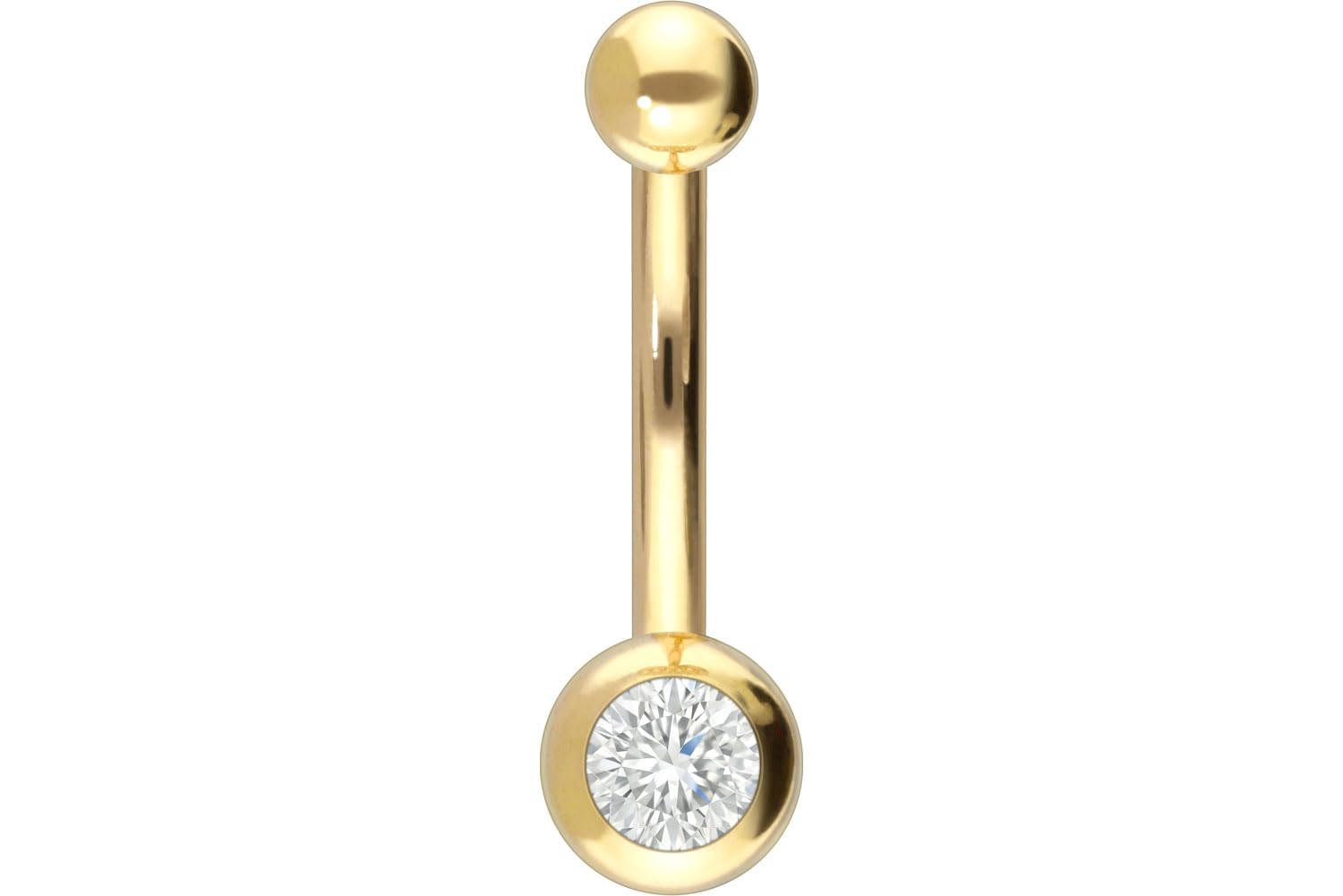 PIERCINGLINE 18 Karat Gelbgold Mini Bananabell DIAMANT 0,25 kt. Piercing Bauchnabelpiercing 10 mm