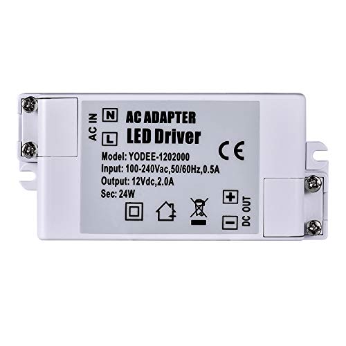 Eco.Luma Transformateur LED Transfo DC 12V 24W AC 100-240V Driver Convertisseur Alimentation pour Ruban LED, Ampoule LED MR16 GU5.3 MR11 GU4 ou G4