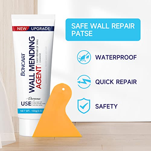 Image of BONCART Spackle Wall Repair Kit, 3-Pack Wall Mending Agent with Tools | Includes Scraper, Sandpaper, And Aluminum Patches. For Cracks And Nail Holes.