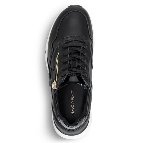 NACARAT Women’s Leather Sneakers Slip-On Walking Shoes with Side Zipper, Breathable Water-Repellent Upper, Cushioned Non-Slip Outsole - Image 4