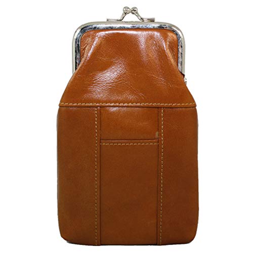Womens Leather Cigarette Case & Lighter Holder Vintage Tan