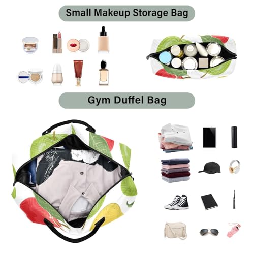 Pear Apples Pattern Duffle Bags for Women Men Waterproof Weekender Overnight Bags Hospital Bag Large Tote Bag with Toiletry Bag for Yoga Gym Travel Sport Hospital4
