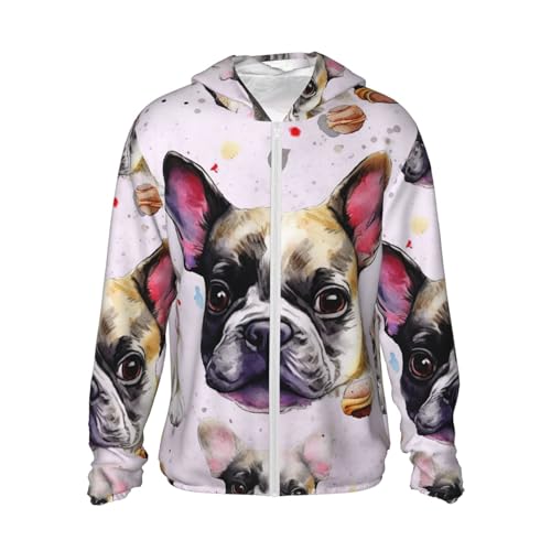 UPF 50+ French little bulldog Sun Protection Hoodie Jacket Lightweight Long Sleeve Sun Shirt With Pockets