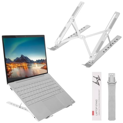 Yafane Supporto PC Portatile Lega di Alluminio Antiscivolo Regolabile a 7 Angolazioni Supporto per Laptop Pieghevole Laptop Stand per Computer Laptop da 10-16 e Tablet (Argento)