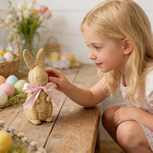 Décoration de lapin de Pâques résine ornement stable pour table et auto - 7
