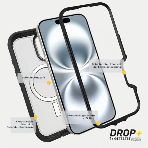 OtterBox Defender XT MagSafe Hülle für iPhone 16 Pro Max, Transparent/Grau – Ansicht 6