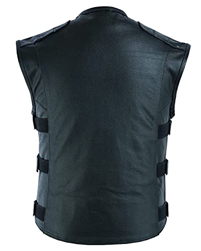 Gilet in pelle da motociclista, da uomo, stile