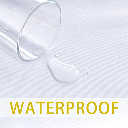 Image of sancua 100% Waterproof Rectangle PVC Tablecloth - 52 x 70 Inch - Oil Proof Spill Proof Vinyl Table Cloth, Wipe Clean Table Cover for Dining Tables, Buffet Parties and Camping, White