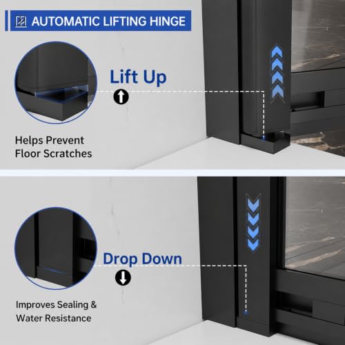 Image of 26-30 inch W x 72 inch H Pivot Shower Door, 3 /16 inch(5mm) Glass, Matte Black