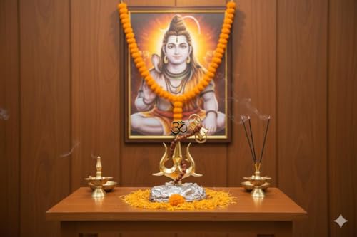 Image of Trishul with Damru Standing Decorative Showpiece Statue murti for Car Dashboard Pooja, Decoration, Temple, Home Decor 4 inch, Resin, Religious