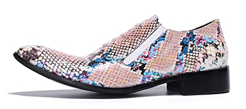 Santimon Mens Slip On Loafers Dress Casual Shoes - Snake Print Leather Comfortable Smoking Mocasines for Party Disco Tuxedo Wedding3