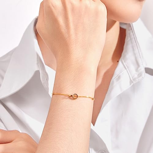 18K Gold Bracelet for Women Infinity Link Bracelets Double Interlocking Jewelry Love Circles Charm Adjustable Stackable Chain Dainty Trendy Forever Sister Daughter Mother Couples Gifts4