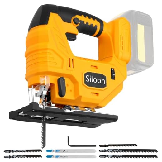Jig Saw with Dewalt 20v Battery,Cordless Jigsaw with 7 Speed Variable ​​Up to 3200RPM, LED Light, 45° Bevel Cuts,3 Orbital Settings for Straight/Curve/Bevel/Circle Cutting(Battery Not Included)