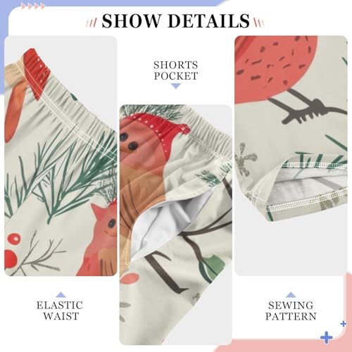 Christmas Birds Boys Long Pants Soft Trousers Elastic Waist Kids Lounge Bottoms with Pockets S-XL4