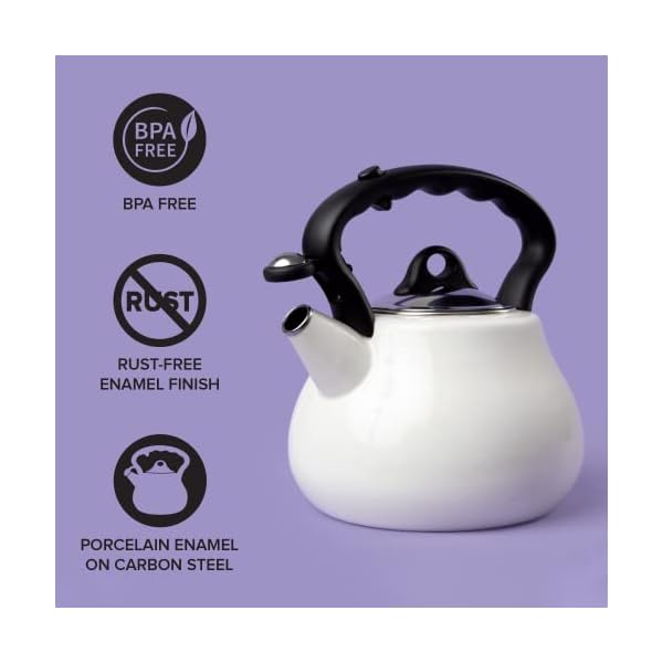   Farberware-Lovely-Lady-Stovetop-Tea-Kettle-Whistling-Teapot-Porcelain-Enamel-on-Carbon-Steel-BPA-Free-Rust-Proof-Cool-Handle-2-qt-8-Cup-Capacity-Pearl