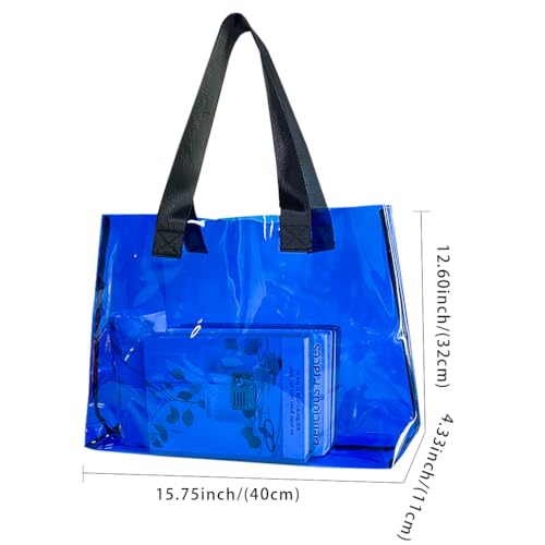 Image of Clear Large Tote Bag - Versatile, Waterproof, Stain Resistant, Transparent Shoulder Tote Bag for Work