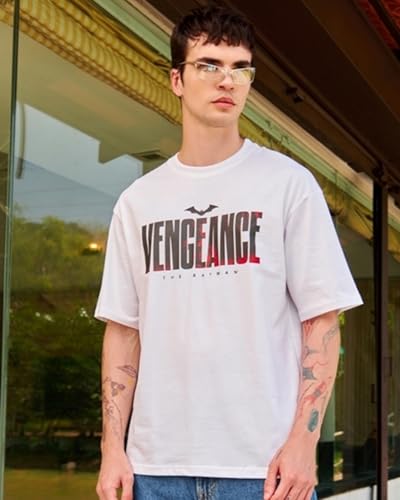 Image of Bewakoof Men's Typography 100% Cotton T-Shirt - Oversized Fit, Round Neck, Half Sleeves