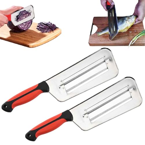 Cortador De Verduras Multifuncional,Cortador De Patatas,cortador De Juliana De Doble Hoja De Acero Inoxidable,Trituradora De Repollo,Rallador DoméStico Para Ensalada De Col Y Verduras (2 piezas)
