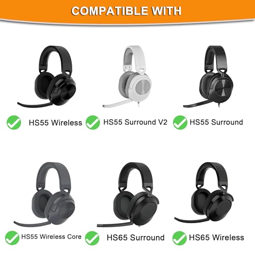 Almohadillas para auriculares Defean de tela negra con malla y espuma de memoria, reemplazo para Corsair HS65/HS55 miniatura 2