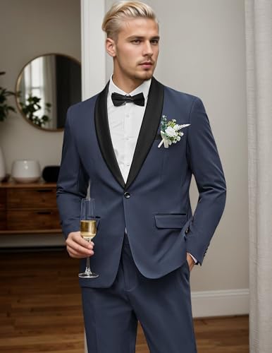 Suits for Men Shawl Lapel 2 Piece One Button for Mens Busniess Wedding Prom Formal Outfit2