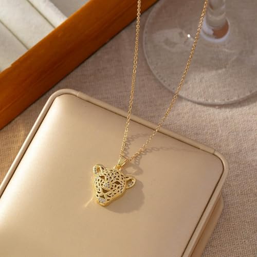 Bijoux évider tête de léopard, un collier pendentif d'exception mixte - 3