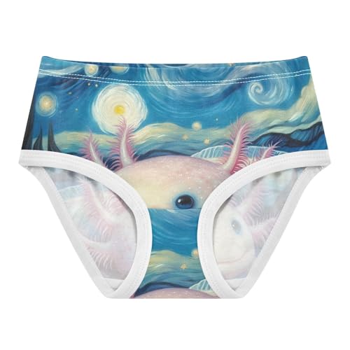 Cotton Girls Underwear Toddler Cute Axolotl Starry Night Funny Girl Panties Cute Animals Underpants Briefs 2t