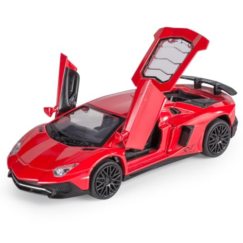 Modelo de coche iLooboo Aventador rojo 1:32 con luz y sonido miniatura 1