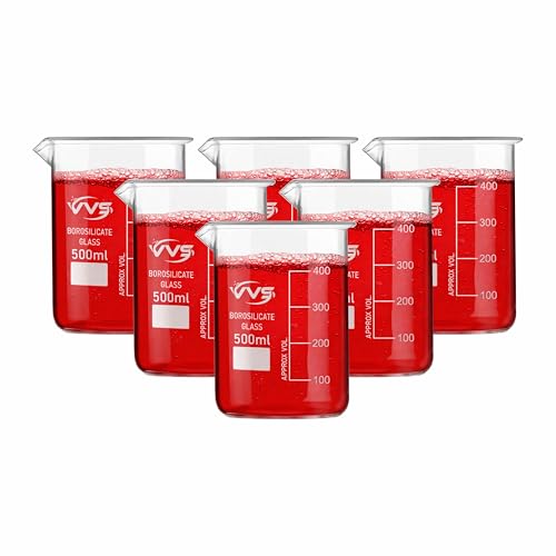 Image of VVS Borosilicate Glass Beaker 500ml pack of 6 of For School College, Lab Laboratry and professional use