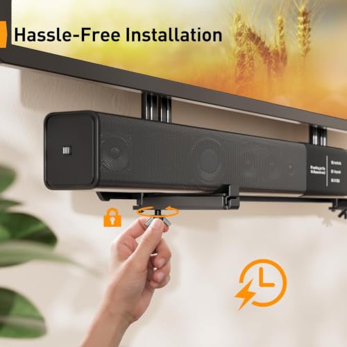Image of Perlegear Soundbar Mount, Sound Bar Mount with Holes /Without Holes, Sound Bar Mounts Under TV up to 15 lbs, Non-Slip Base Holder Extends 3.5 inch to 6 inch, Attach Speaker to TV or Wall