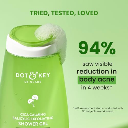 Dot & Key Cica & 1% Salicylic Daily Exfoliating Shower Gel | Niacinamide Infused | Body Wash for Oil & Acne Control | Reduces Body Acne & Smoothes Irritation | Clean, Acne Free Skin | 250ml