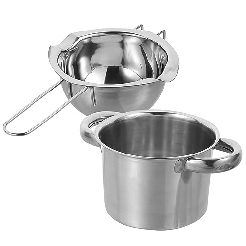 Cabilock 1Set Stainless Steel Double Boiler Melting Pot Outer Pot Inner Bowl for Chocolate Cheese and Butter Safe Heat Induction for Desserts Sauces