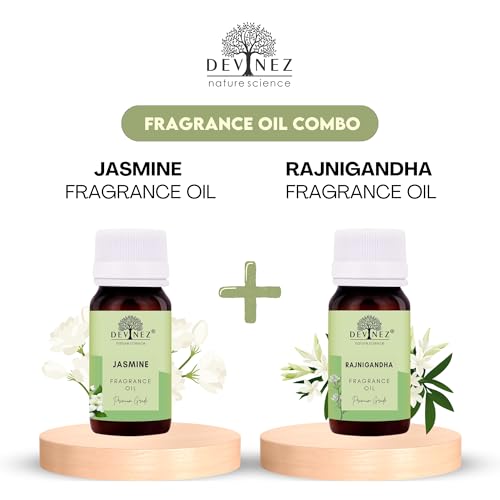 Image of Devinez Jasmine & Rajnigandha Fragrance Oil Combo (30ml Each) | Aromatherapy, Diffuser, Home Fragrance