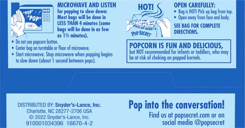 Image of Pop Secret Microwave Popcorn, Extra Butter Flavor, 3.2 Oz Sharing Bags, 3 Ct (Pack of 2)