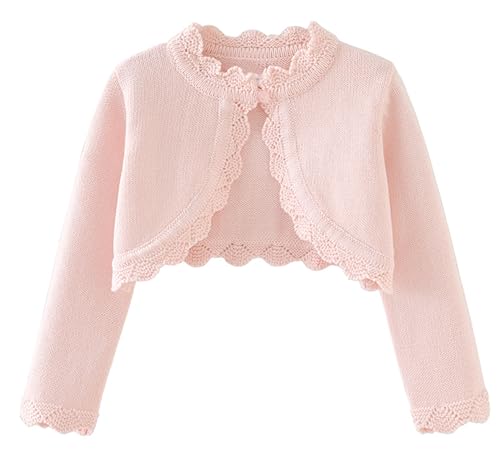 Happy Cherry Girls Long Sleeve Knitted Bolero Cardigan Kids Cotton Shawl Cover Up