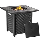 SUNBURY Outdoor Propane Fire Pit Table, 28 Inch Patio Gas Fire Table 40,000 BTU Auto-Ignition, Ra...
