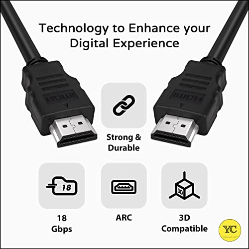 Image of YellowCult HDMI Cable 1.4V-1080p Video [1.5 Metres /5 feet] with Built-in Audio and Video-Support for PS4, XBOX 360, DVD Players, Computer, and all other HDMI-compatible devices [Pack of 1]