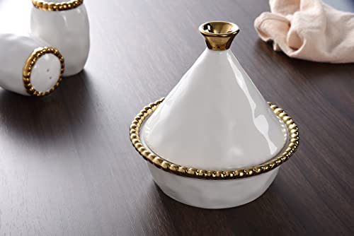 Pampa Bay Golden Salerno Titanium-Plated Porcelain Small Tagine, 5 X 5In #TOP3