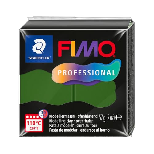 STAEDTLER FIMO Professional 8040-57 Pâte à modeler durcissante au four, spécialement conçue pour les professionnels et les artistes, produit unique, vert feuille