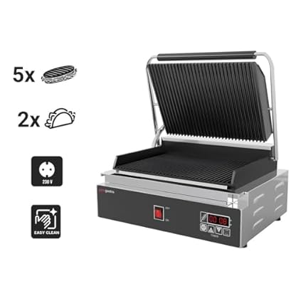 GGM Gastro | DKGJ322 | Kontaktgrill - 2,2 kW - Digital - oben & unten Gerillt - Grillfläche: 350x240mm – Bild 5