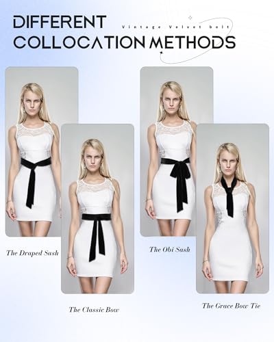 Geyoga Women Velvet Sash Belt Dress Sash Tie Waist Belt Skinny Neck Scarf Wedding Special Occasion Prom Formal4