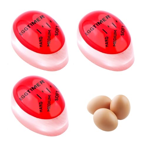 3 Pcs Egg Timer, Colour Changing Egg Timer for Soft, Medium and Hard Boiled Eggs Reusable Kitchen Tool Boiled Eggs Timers Easy to Read and Use Cooking Timers for Boiling, Breakfast Gift and Home Use