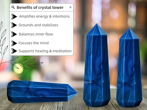 Image of Crystal Heaven Certified Blue Agate Crystal Tower Obelisk Point For Chakra, Healing And Balancing - Aaa Grade Original Certified Gemstone Agate For Reiki Meditation Yoga Spiritual (2-3 Inches)