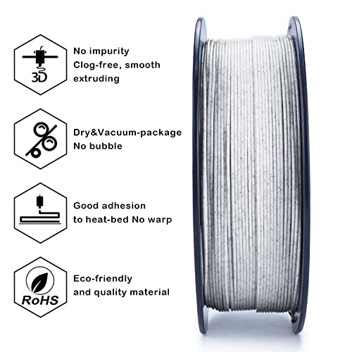 Image of ZIRO PLA Marble Filament 1.75mm, Nature Rock-Like 3D Printing Material, Fit for Most FDM 3D Printers, 2.2lbs Spool, Marble