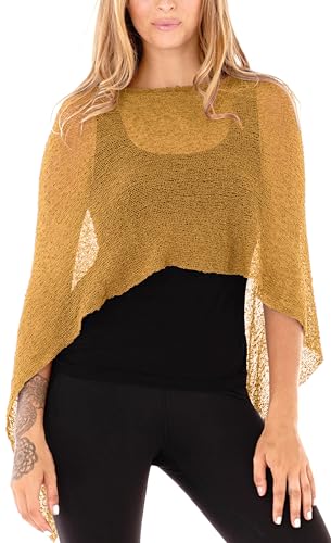 Image of SHU-SHI Womens Sheer Knit Poncho Shrug Lightweight Cover Up One Size Fits Most