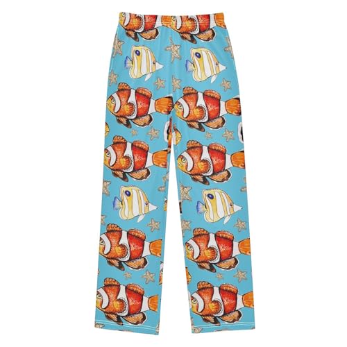 ZZKKO Yellow Red Fish Starfish Marine Boys Pants for Kids Jogger Pants with Pockets S-XL